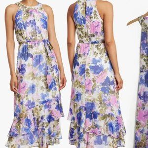 Pink and Purple Floral Halter Gown - Calvin Klein